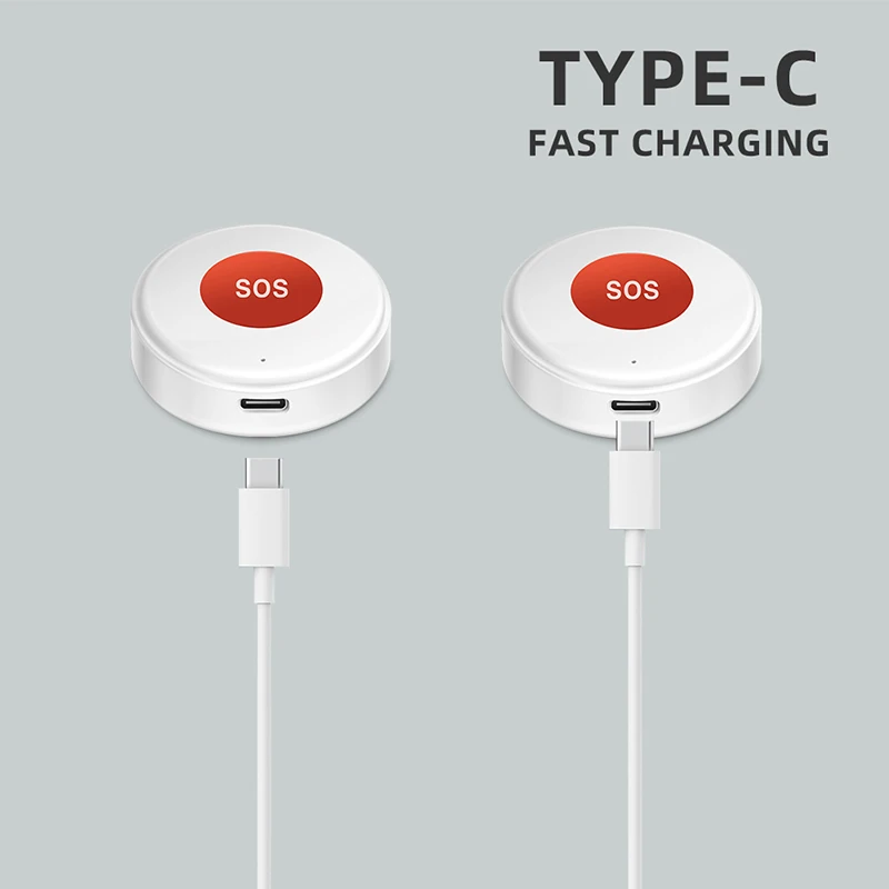 Tuya Smart WIFI SOS-Notruftaste, Panikalarm mit APP-Warnungen, wiederaufladbarem Akku, Ein-Tasten-Hilfe für behinderte ältere Kinder