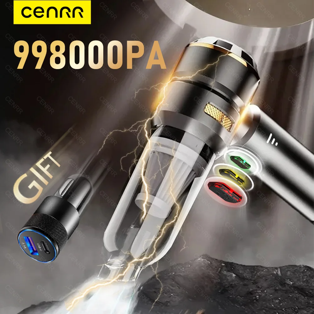 CENRR Mini Car Vacuum Cleaner 998000PA Cordless Powerful Wireless Car Cleaner HandHeld Portable Vacuum Cleaner Cleaning Machine