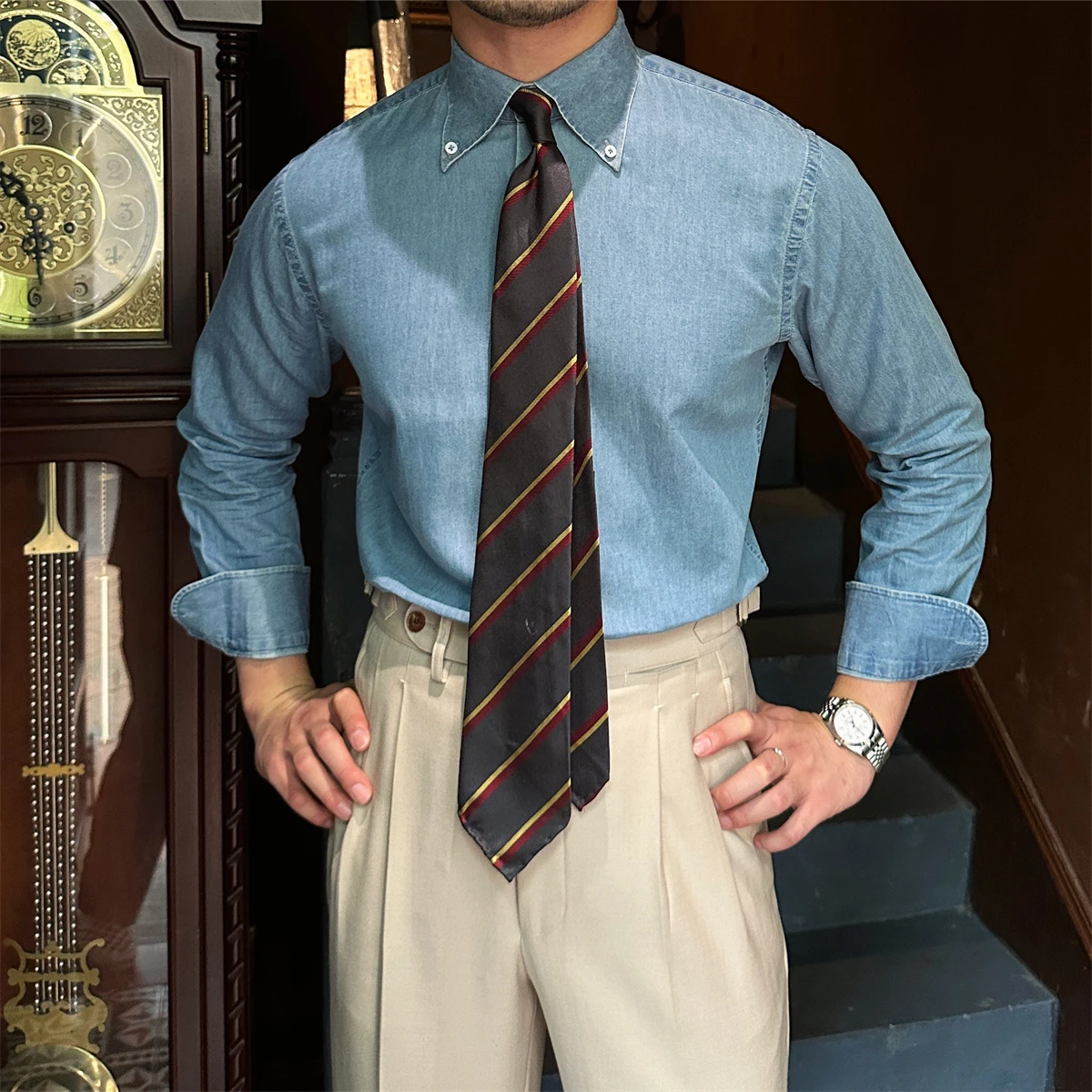 Sr. Csa vaquera informal de Lyocell de aodón de Deer Tee, manga larga para hombre, transpirable, estilo urbano de moda...