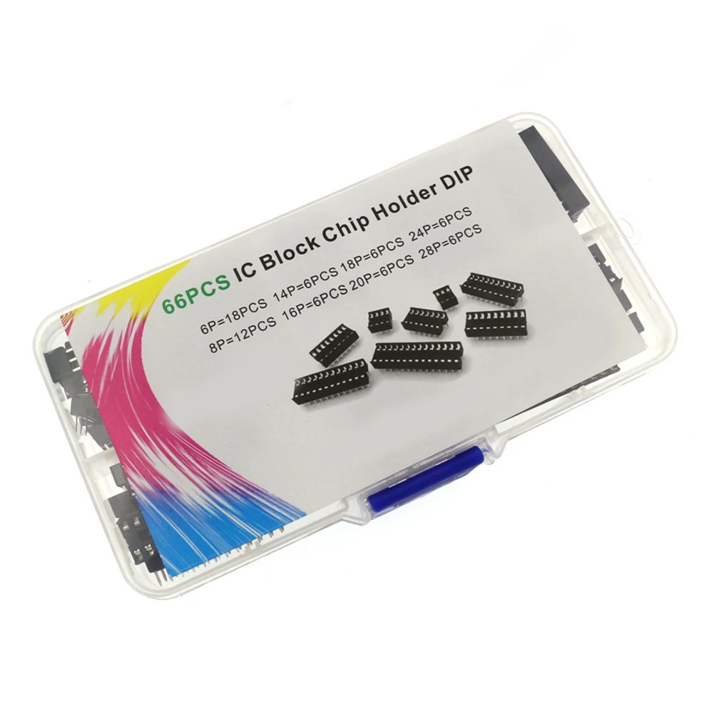66PCS IC Chip Holder Set with 8 Specifications for For easy Identification and Secure Connections for IC Chips