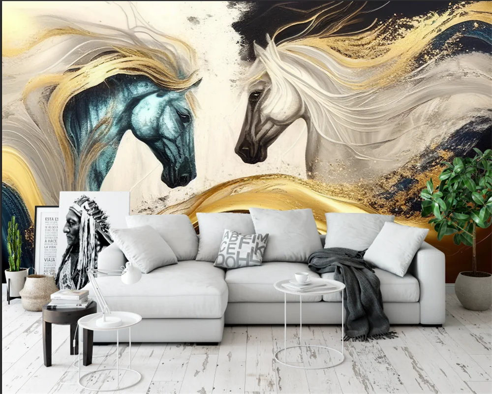 

beibehang papel de parede 3d 3d wallpaper Fashion beauty wall paper winter scenery horse running TV stereo background tapety