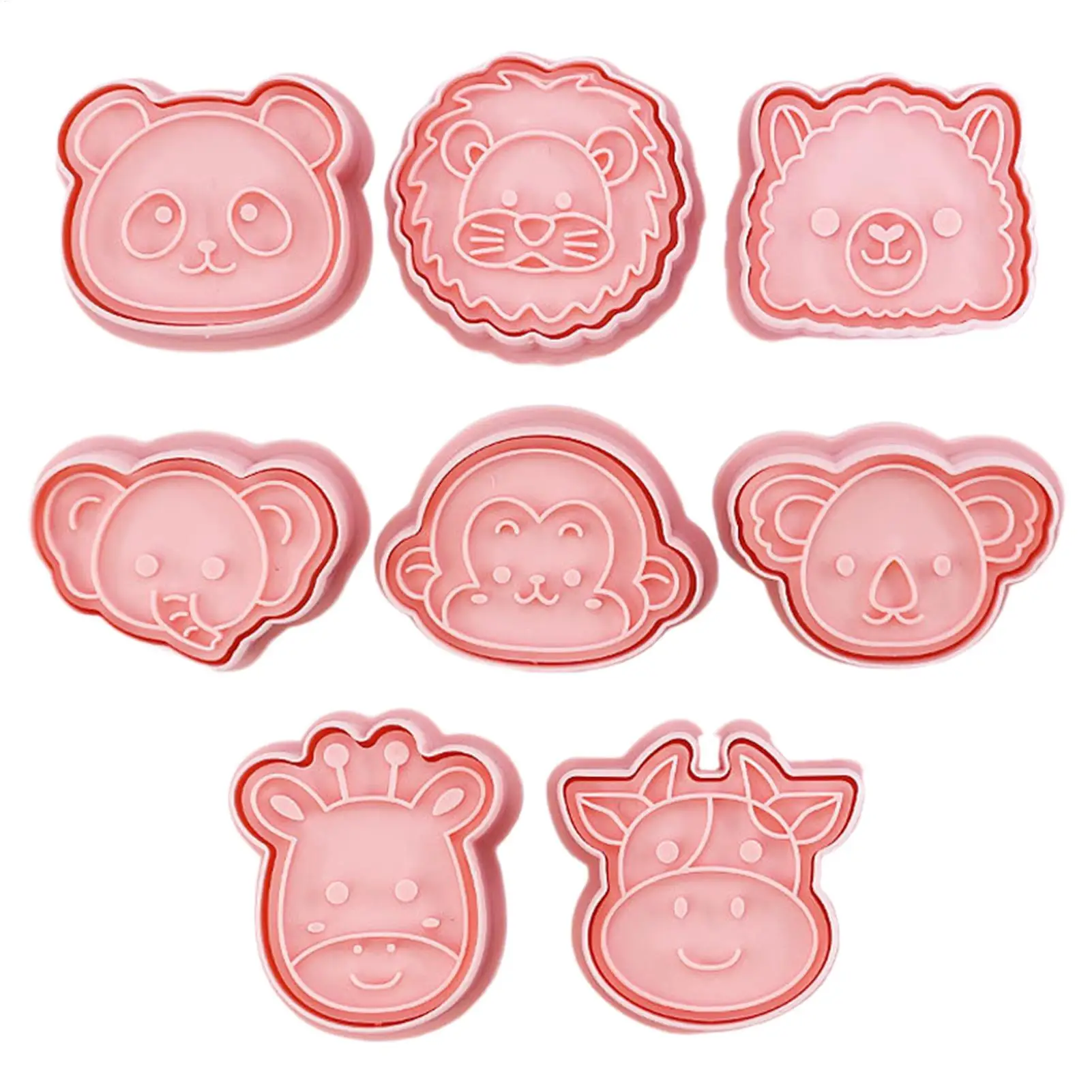 8Pcs 3D Cartoon Animal Cookie Cutters, Cute Raised Pressing Molds for Fondant, Dough, Chocolate & Cheese, Home Baking Mold