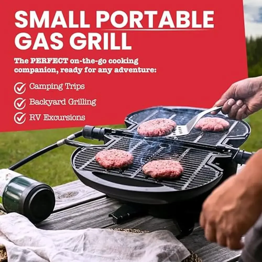 Portable Gas Grill Lightweight Compact BBQ Grill Dual Temp Control Camping Tailgating RVnomadiQ