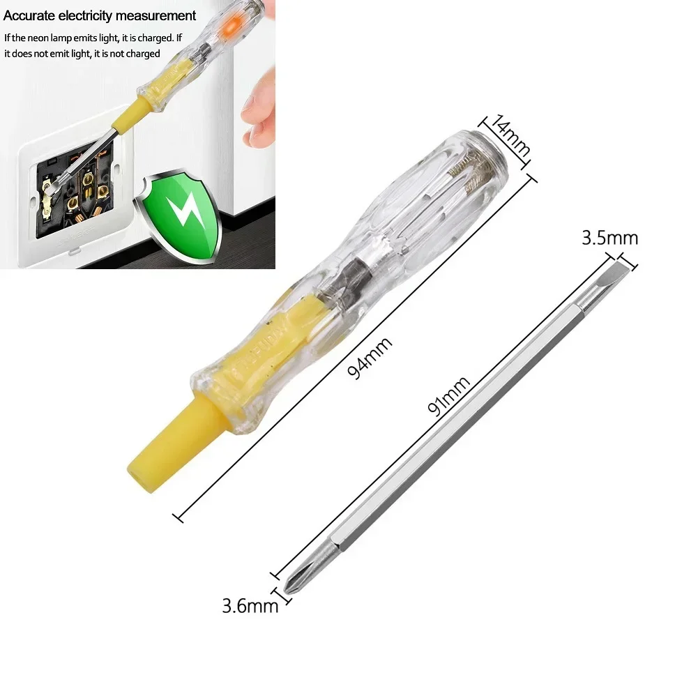 1 Pcs LED Electric Test Tester Pen100-500V Screwdriver Multifunctional Test Pen Electrician Maintenance Worker