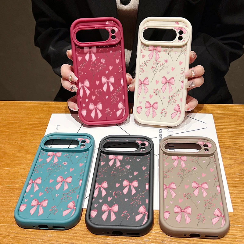 Pink Bow Flower Print Phone Case For Google Pixel 10 9 8 Pro 9A 8A 9 10 Pro XL 7A Shockproof Soft Silicone Cover For Pixel 7 Pro view 6
