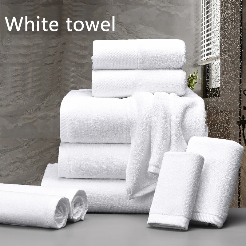 Hotel Towels, Hotel Bath Towels, Pure Cotton Towels for Hotels and Beauty Salons, White Squares, Soft and Absorbent,