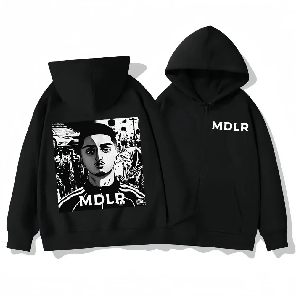 

Rapper Morad M.D.L.R Graphic Zipper Hoodies Fashion Hip Hop Zip Up Pullovers Men's Women's Casual Loose Sweatshirts Streetwear