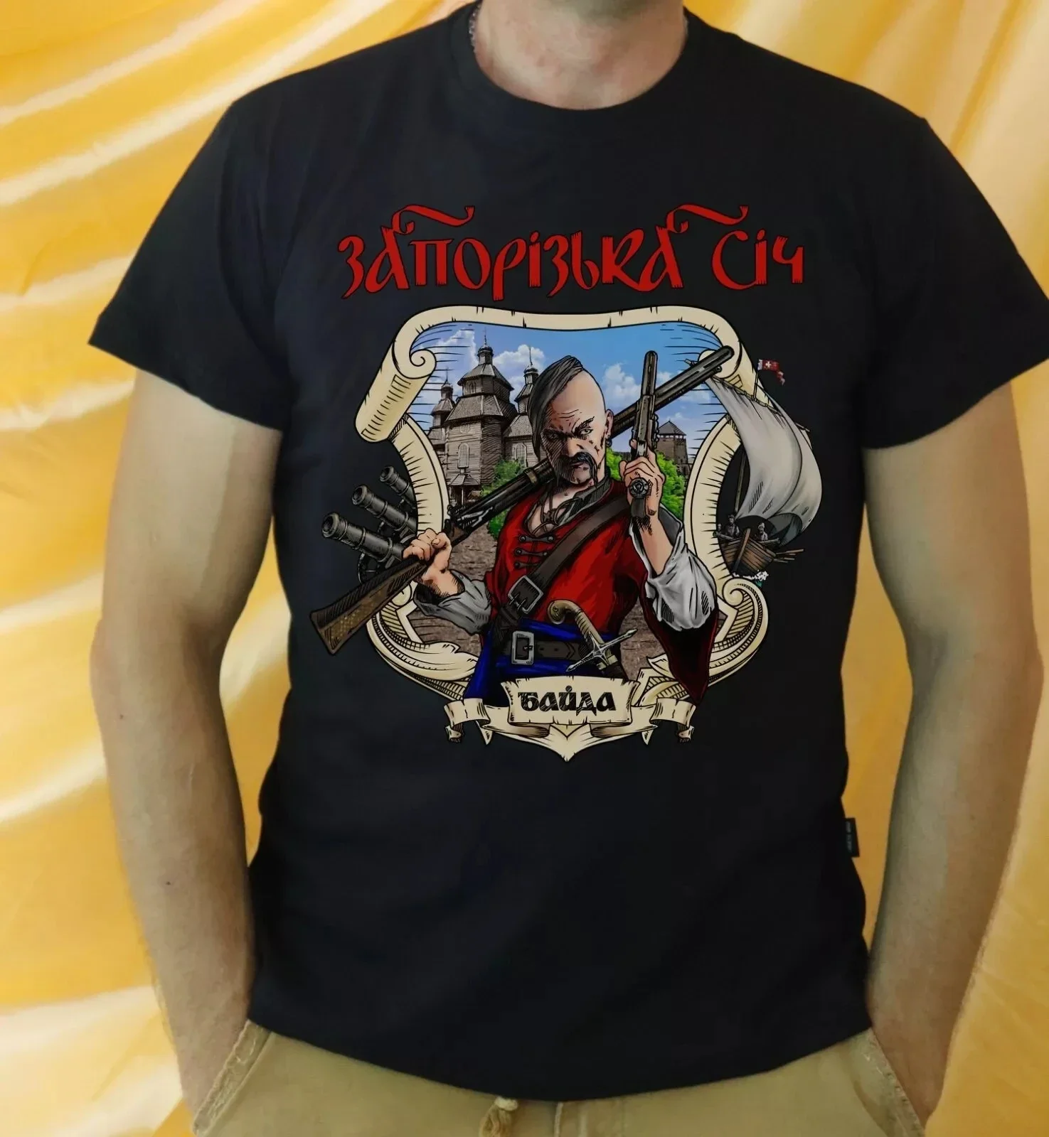 

Dnipro River Zaporizhia Sich Cossack Warrior T-Shirt 100% Cotton O-Neck Short Sleeve Summer Casual Mens T-shirt Size S-3XL