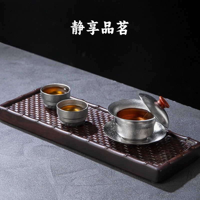 Pure titanium Sancai cover bowl can hover cover bowl teacup single high-end Kung Fu tea set tea bowl with lid