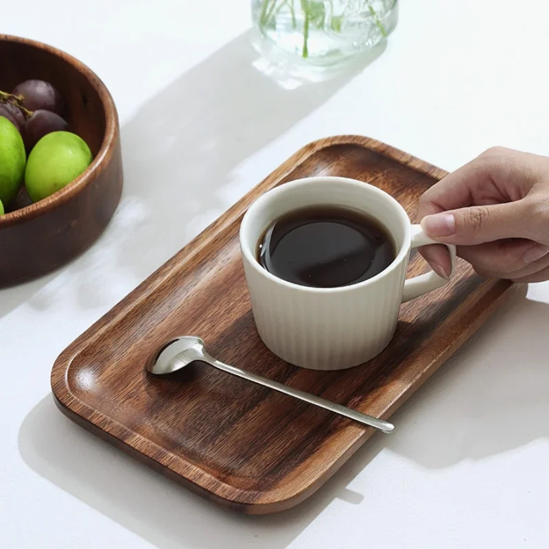 Japanese Acacia Wooden Tray Solid Wood Tea Tray Service Tray Coffee Afternoon Tea Dessert Tray Home Kitchen Decoration Tray