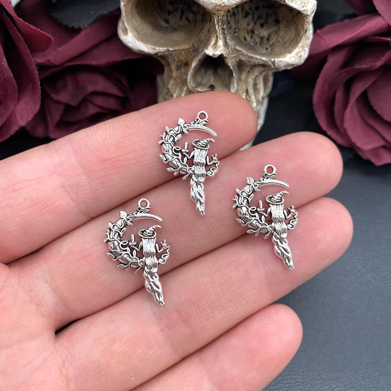 20 шт. 25*14 мм мистическая волшебная полумесяц ведьма женщина подвески кулон дизайнерские подвески подходят для изготовления ювелирных изделий DIY ювелирные изделия фурнитура