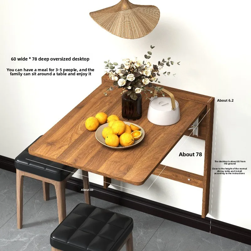

Wall Mount Folding Table Space Saving Office Desk Ultra Thin Hidden Vanity Table MultiFunctional Flip Down Dining Desk for Home