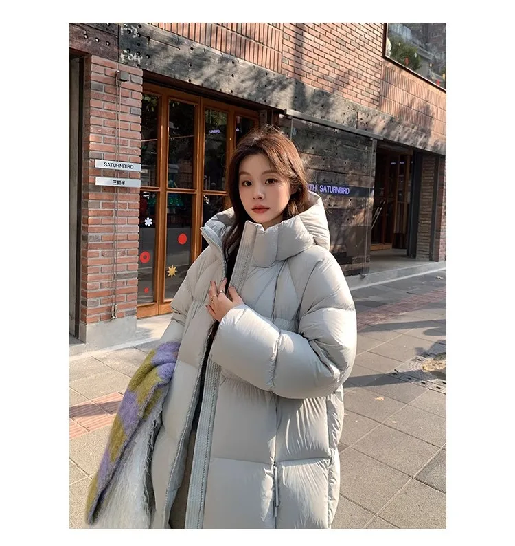 Long Women Parkas Coat Hooded Overcoats Solid Zipper Long Sleeves Full Sleeve Looose Thick Casual Office Lady 2025 Autumn Winter
