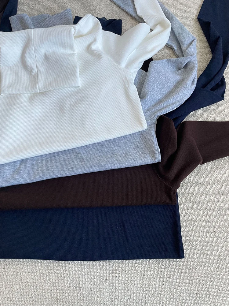 

Women's Multi-Color Long Sleeve Turtle Neck Tops High Elasticity Slim Fit Fashionable Base Layer for Autumn Winter
