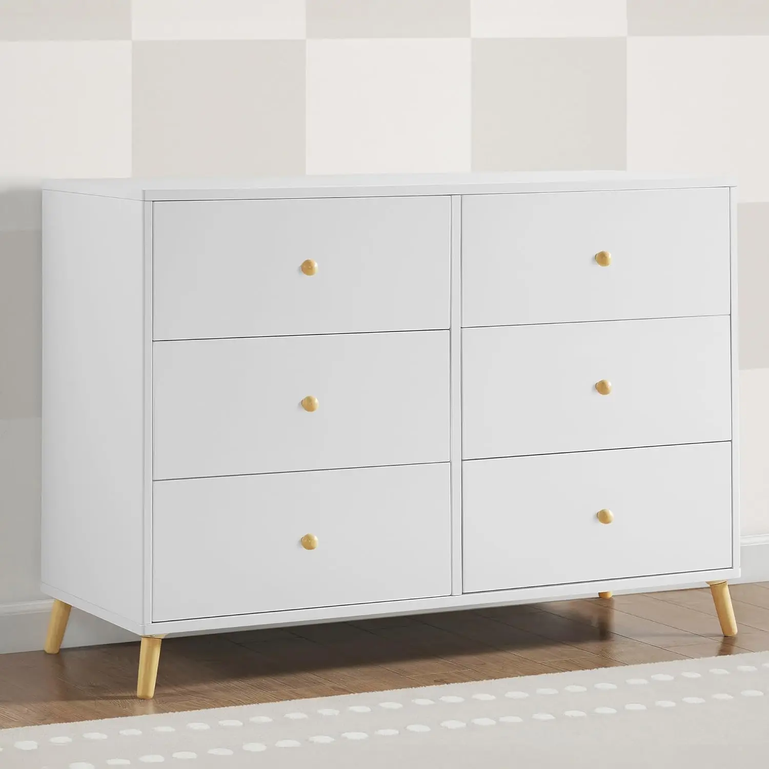 6 Drawer Dresser, White/Natural，This dresser features 6 drawers for plenty of storage space | Purchase the matching Changing