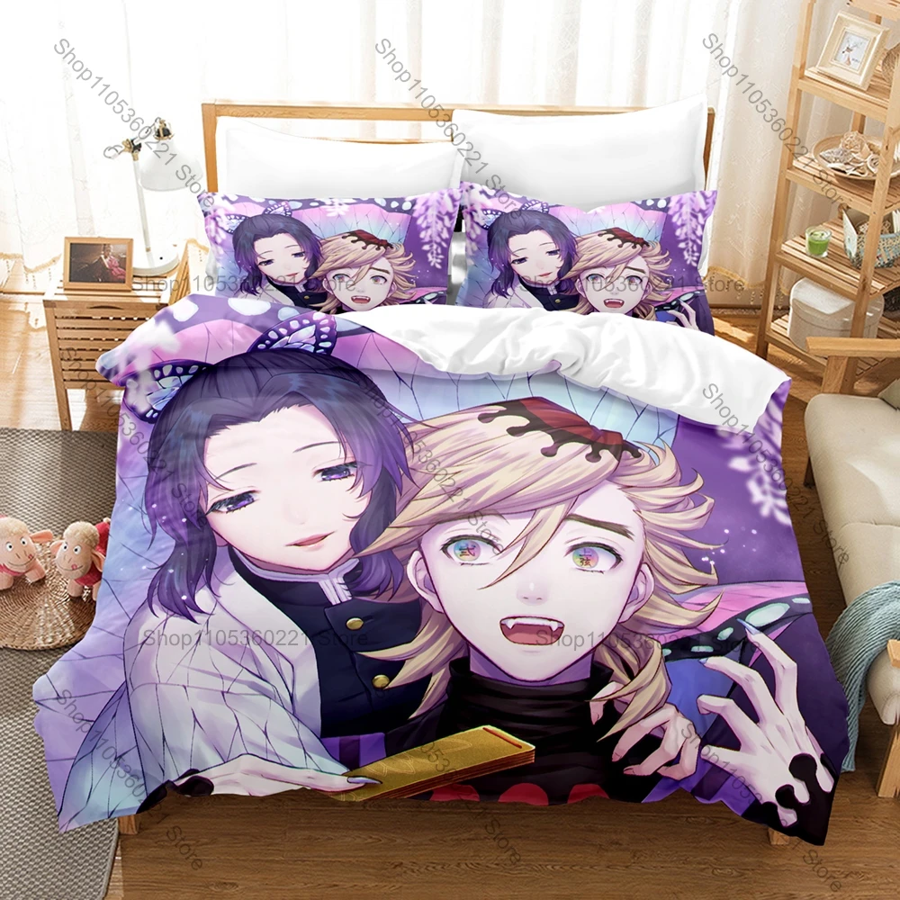 Cool Cool New Doma 3-teiliges Bettwäsche-Set, Bettbezug und zwei Kissenbezüge, Mikrofaser, 3D-Digitaldruck, Anime-Bettwäsche, Heimdekoration