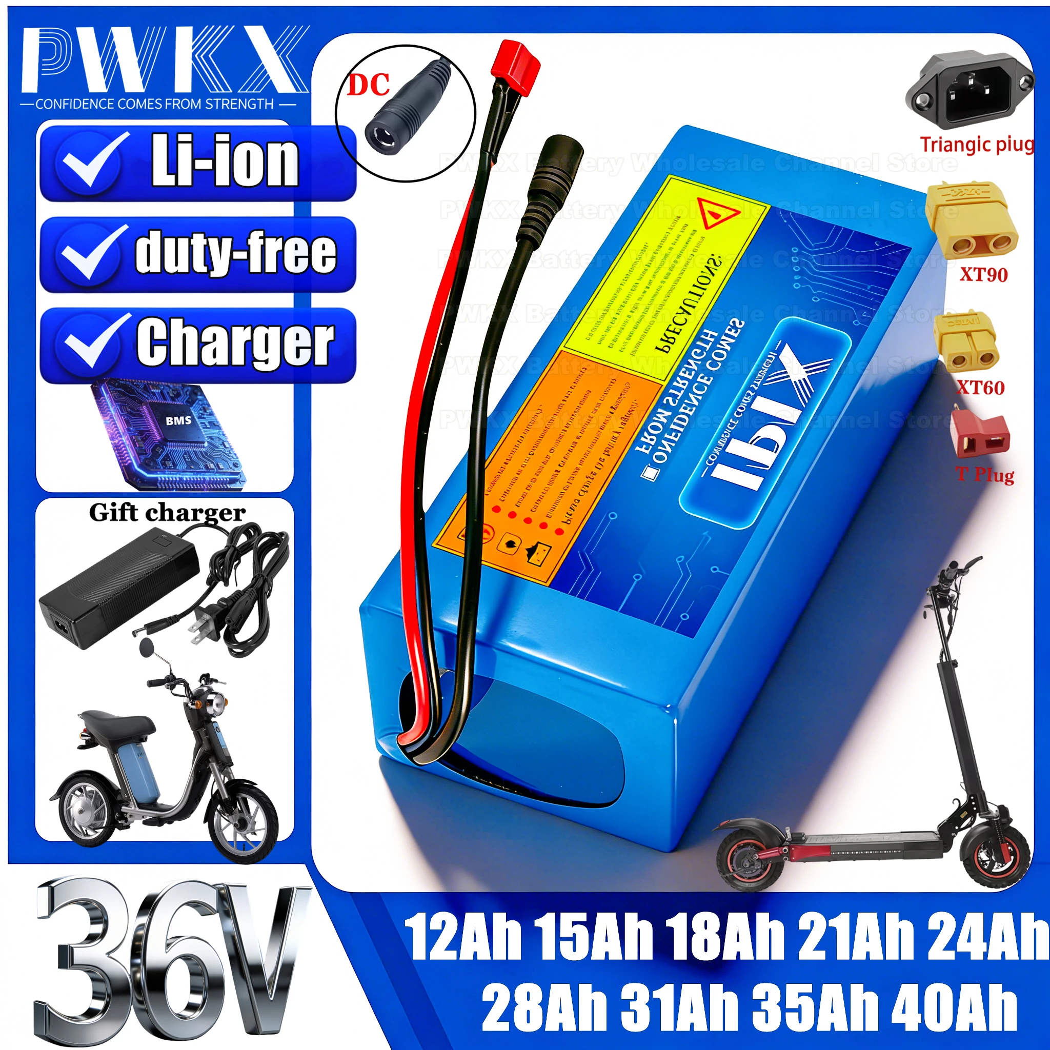 

Совершенно новый литиевый аккумулятор 36 В, 40 Ач, 35 Ач, 31 Ач, 28 Ач, 24 Ач, 21 Ач, 18 Ач, 15 Ач, 12 Ач, с BMS 1500 Вт для литий-ионного аккумулятора 42 В для электронного скутера