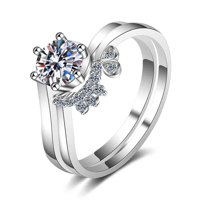 

Two-Row Half Surround Six-Prong Ring 0.8ct Women Moissanite PT950 Platinum Exquisite & Sparkling, All-match & Elegant