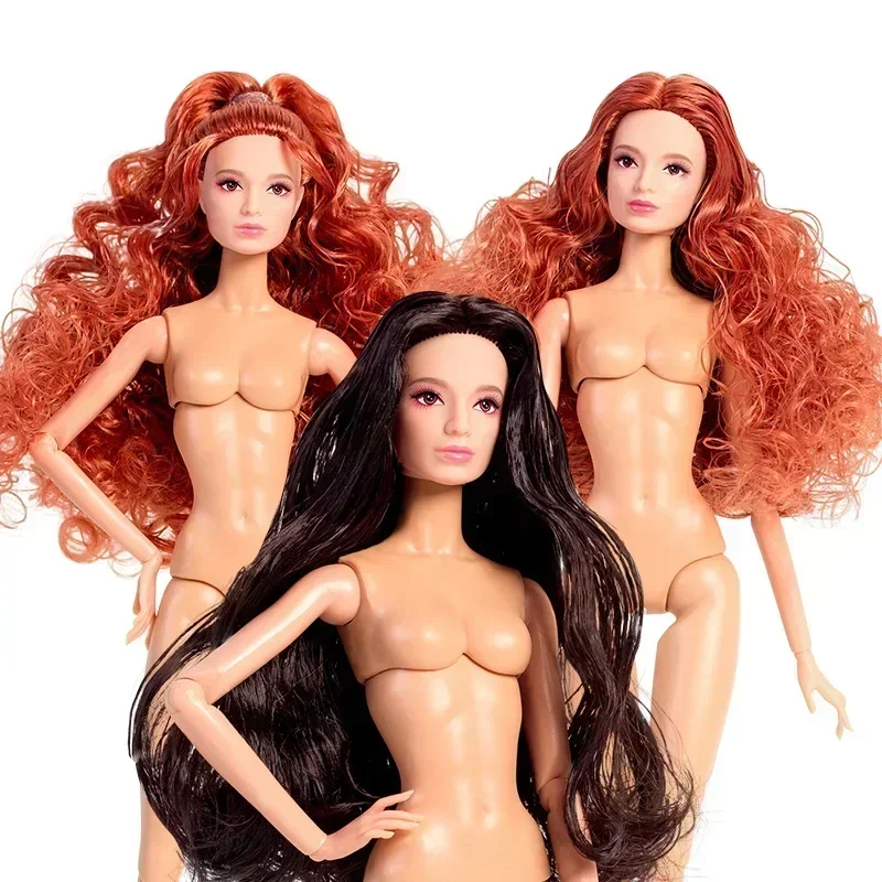 32cm super doll / fashion 1/6 nude naked doll with red black curly hair normal skin / body + head / diy toys birthday gift