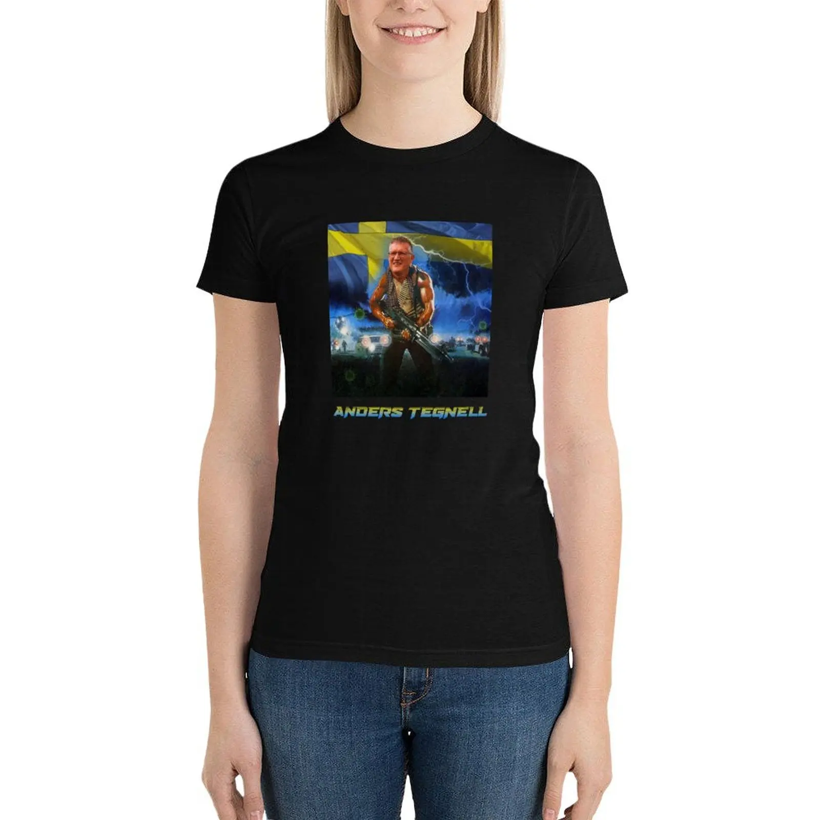 Anders Tegnell : Action Hero Sweden T-Shirt Short sleeve tee vintage clothes graphic t-shirts for Women