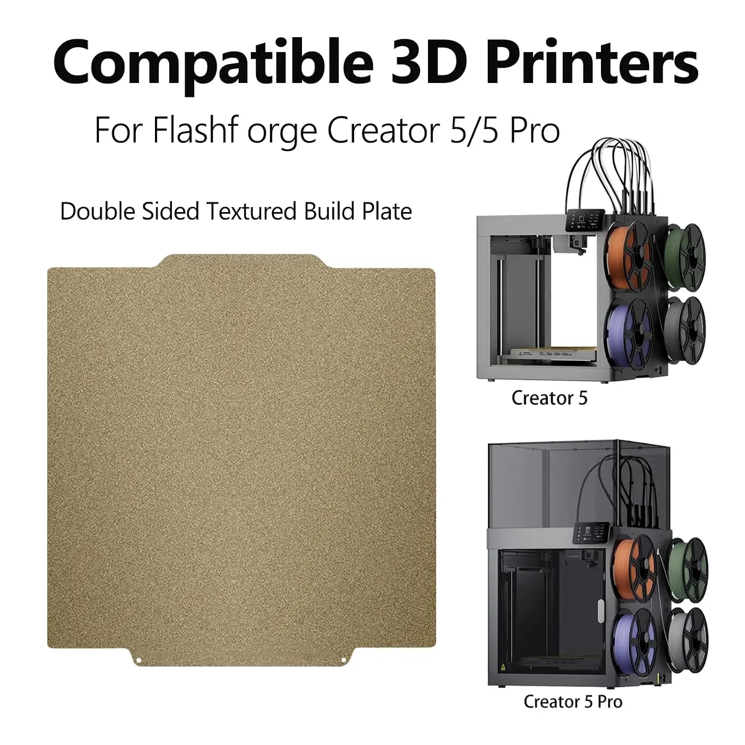 Dwustronna płyta PEI PET PEO Creator 5 PRO do drukarki Flashforge Creator 5, płyta PEI C5, płyta robocza 256x256mm, stal sprężynowa. — zdjęcie produktu 2