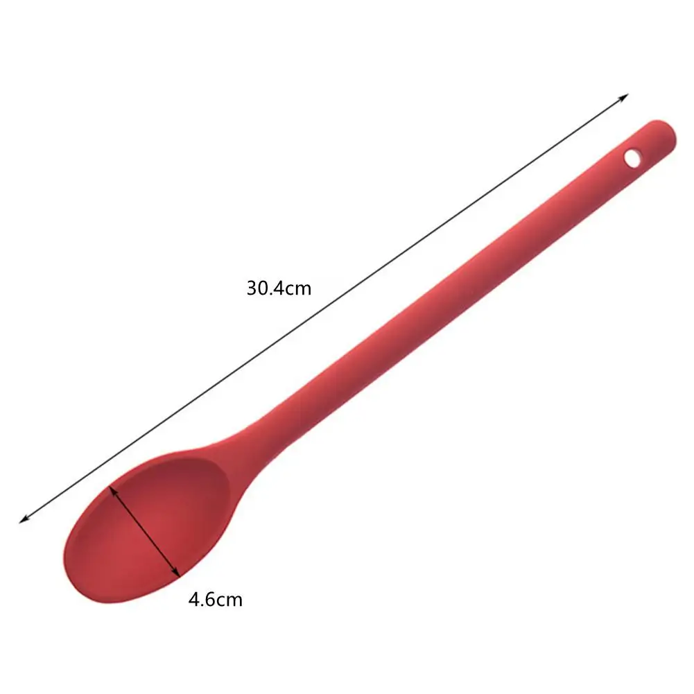 Large Long Handle Silicone Spoon Kitchen Cooking Baking Heatproof Spoon Food Stirring Grade Silicone Cooking Utensil Kitchenware