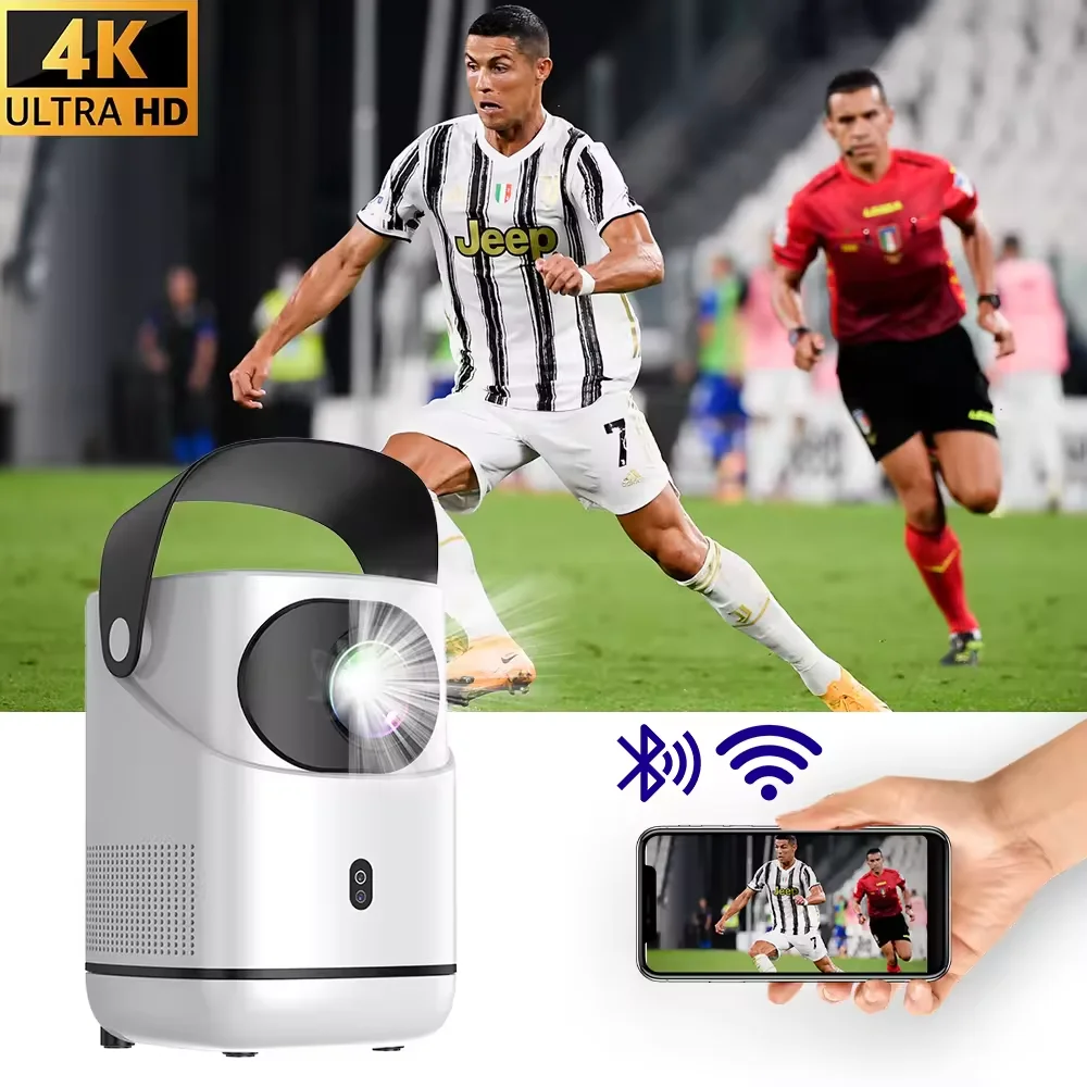 ATB Projector Android Native 1080p Support 4K Wall Mount Design with 180°Adjustable Stand Portable WiFi Bluetooth, Model:TZ2