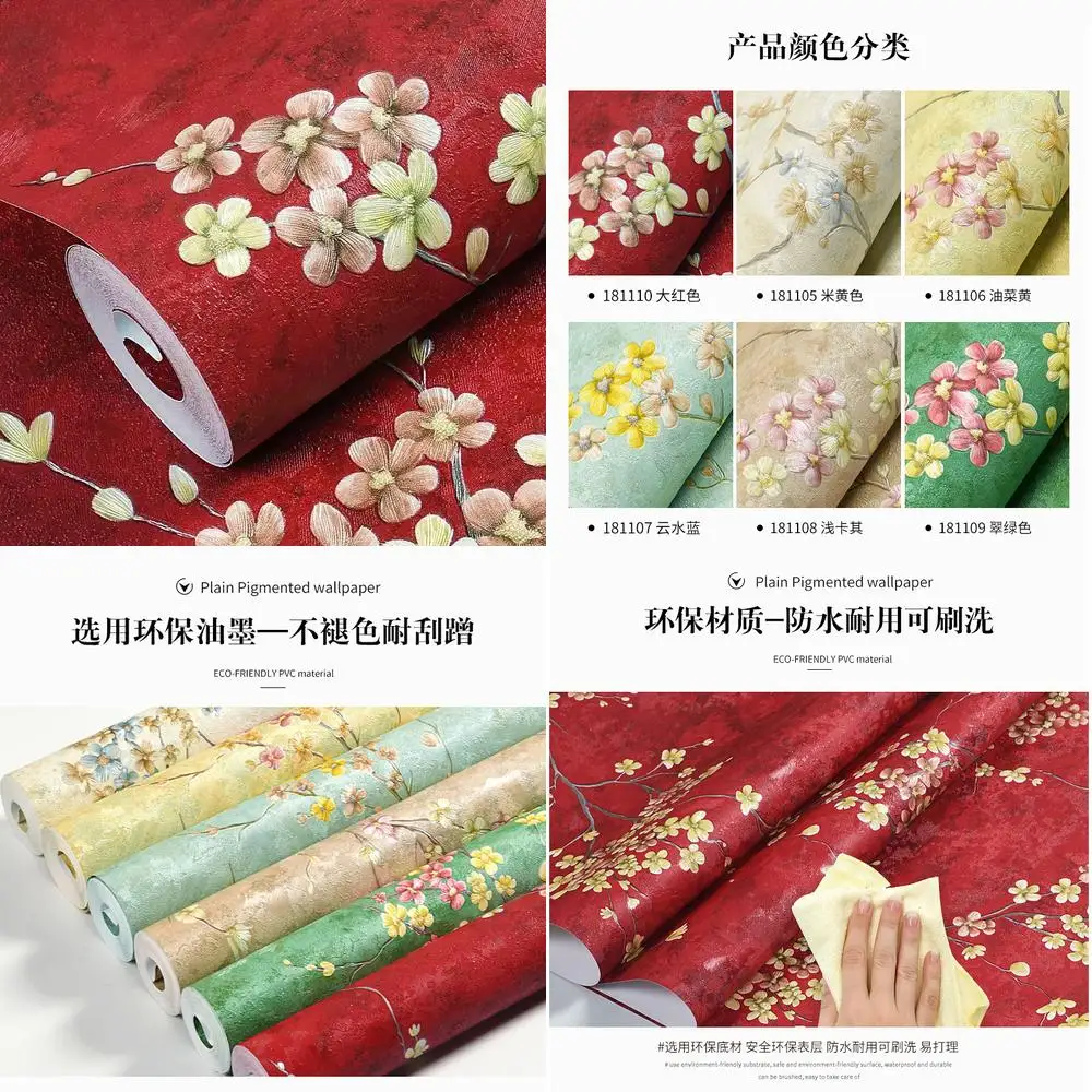 

Новые китайские обои в стиле дзен, красные, самоклеящиеся, без клея для чайной комнаты, отеля, ресторана, винтажный китайский дизайн