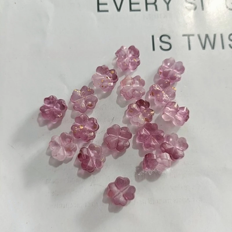 50/100Pcs， 10mm Clover, Transparent, Gradient Ramp，Flowers, Flat, Jewelry Accessories, DIY, Pendant, Jewelry Making Supplies image 4