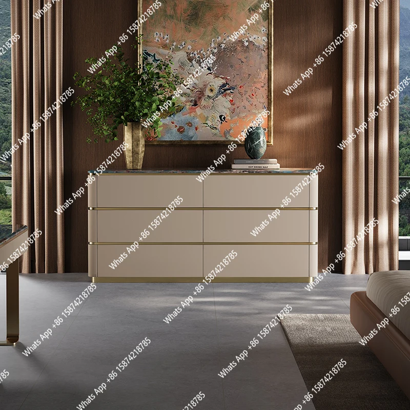 

Italian light luxury six-chest cabinet marble storage high-end custom wall high-end designer drawer cabinet