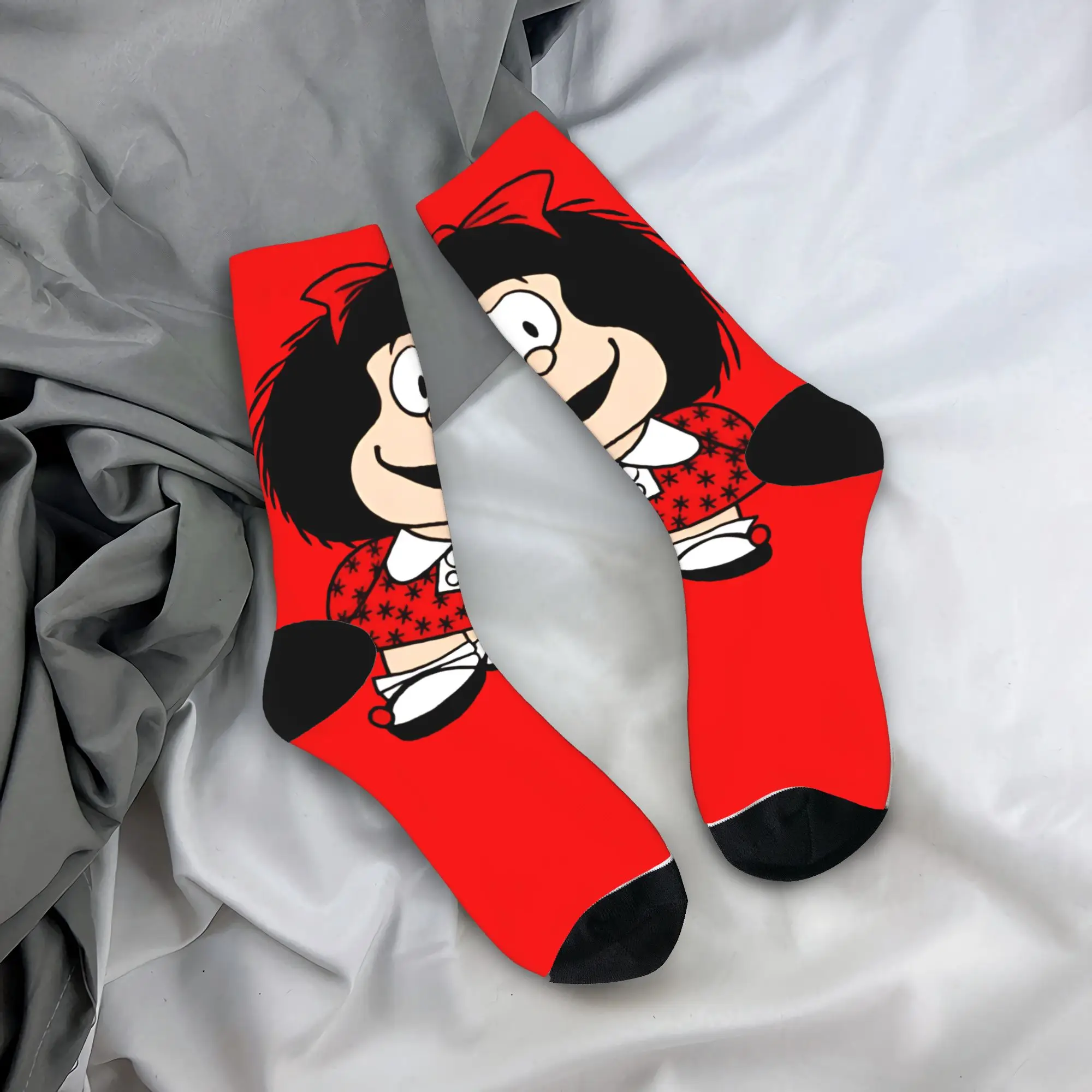 Mafalda Cartoon Socks  Funny Stockings Spring Anti Bacterial Women Men Socks Warm Soft Design Cycling Socks