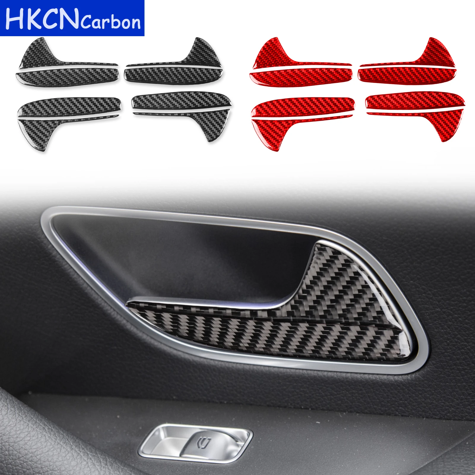 For Benz GLE W167 2019—2024 Carbon Fiber Car Accessories Door Inner Handle Panel Cover Trim Sticker Interior Modification