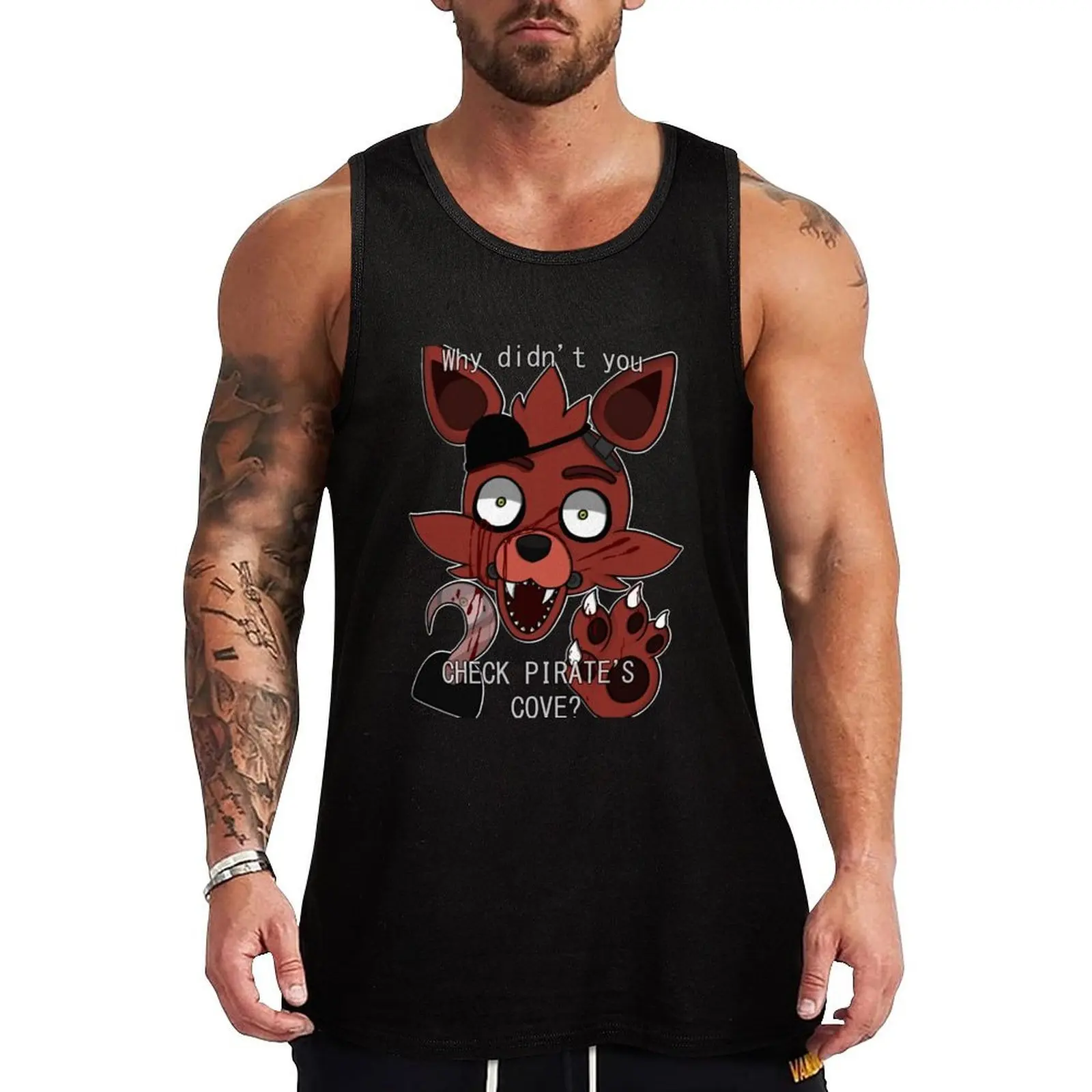 

Foxy (text/blood) Tank Top T-shirt man Men's summer clothes Sleeveless men men gym