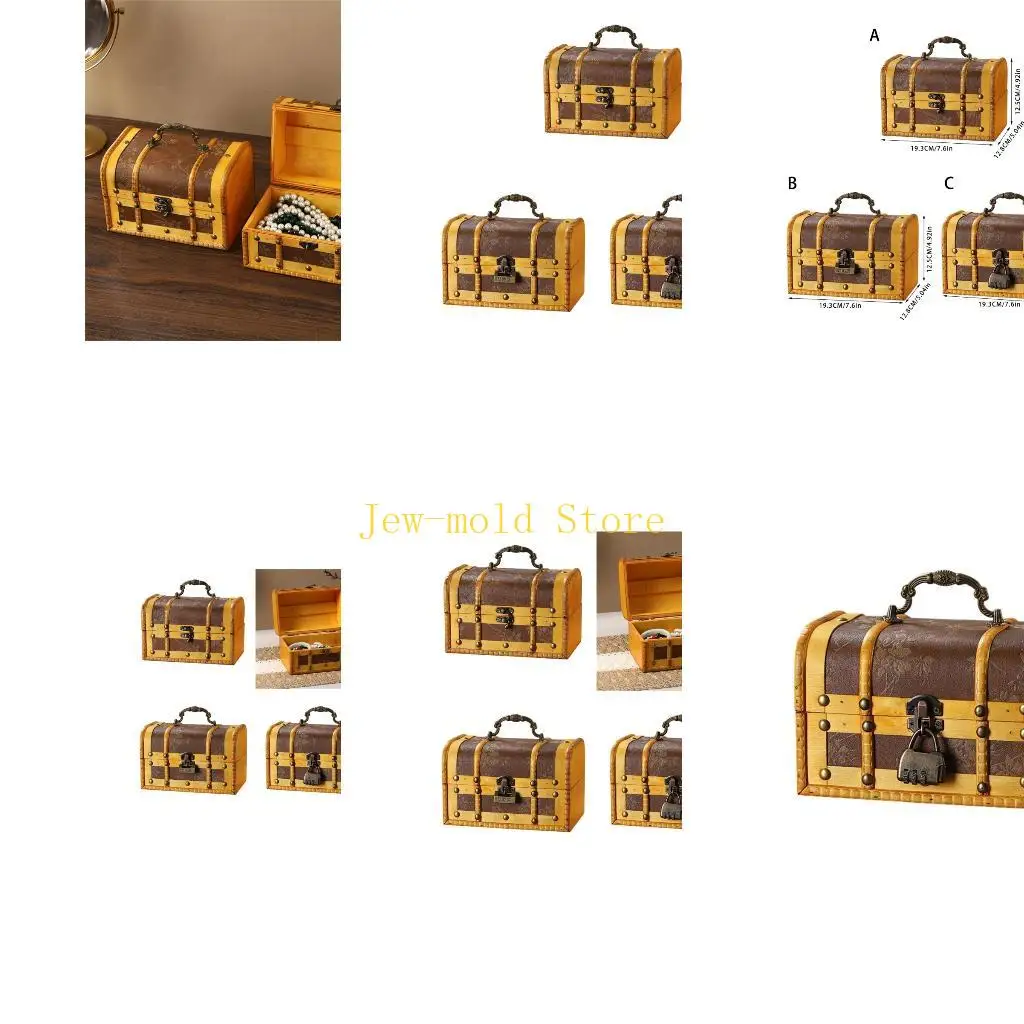 

C71B Декоративные деревянные украшения для хранения ювелирных изделий с безопасностью комбинация блокировки Античный стиль для