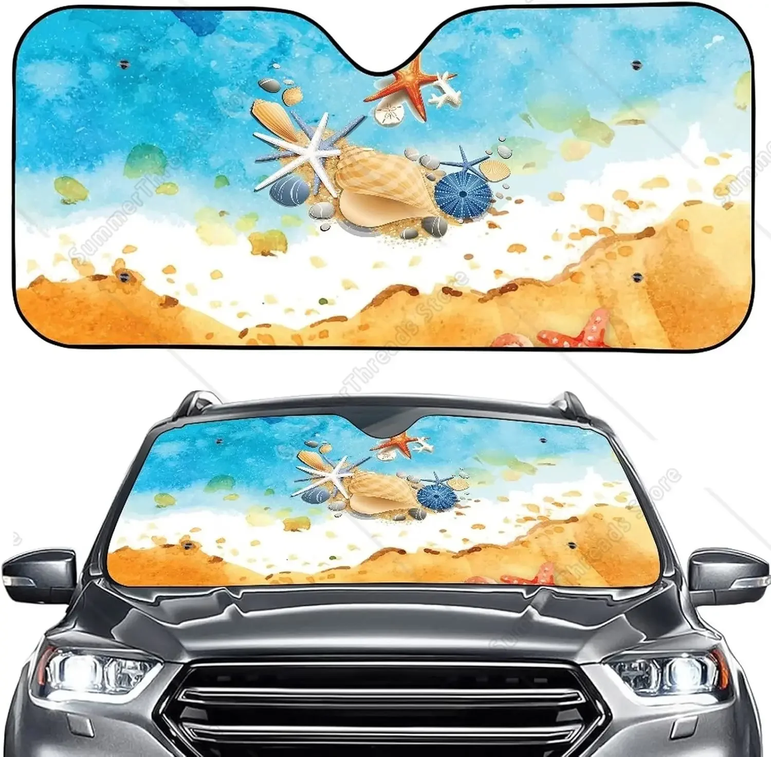 

Beach Conch Print Car Windshield Sunsha Front Window Sun Shas Folding Block UV Rays Sun Sha Visor Protector Sun Shield