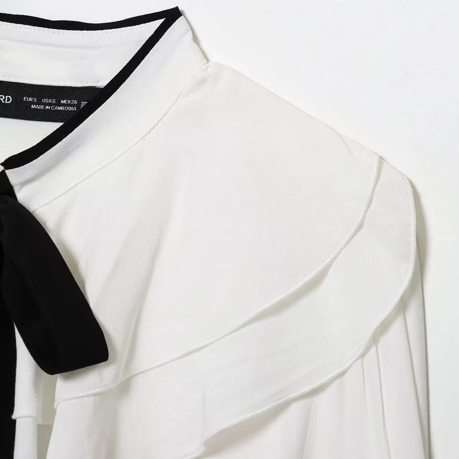 ファッショナブルな結び目重ね装飾、イルトカラー、女性用ルーズフィットロングスリーブポリエステル、イルトカラー、秋の新作