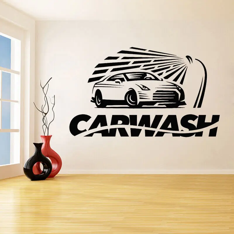 Vinyl Wall Decal Car Wash Auto Garage Service Wall Stickers Car Washing Service Decoration Accessories Removable Mural C065