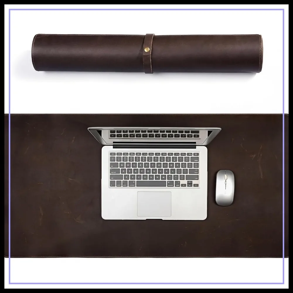 

Full Grain Genuine Leather Desk Pad, Large 35.4"x17.7" Retro Mouse Pad, Non-Slip Writing Blotter, Vintage Desk Protector for Office Home