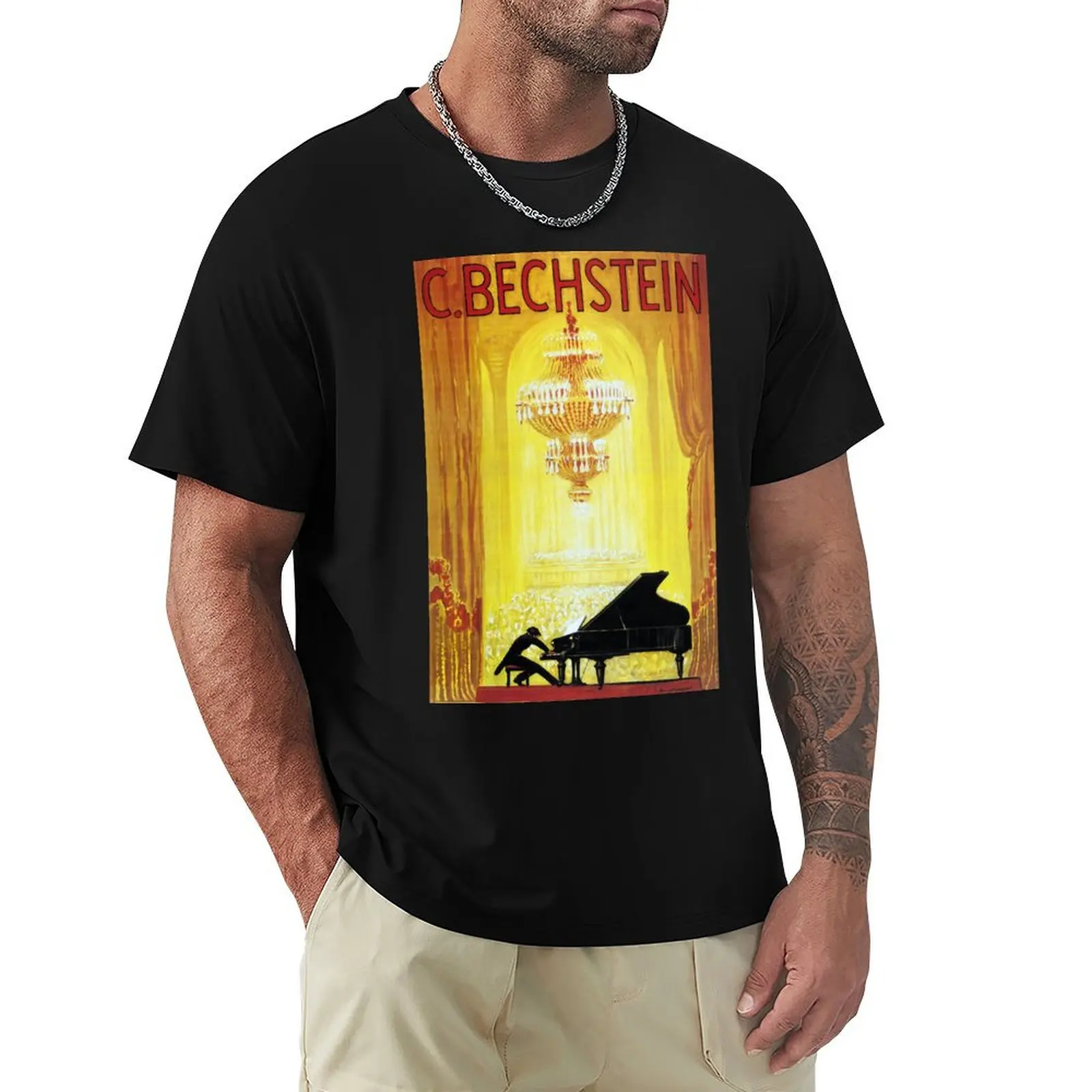 Vintage C. Bechstein German Piano Advertisement T-Shirt plus sizes plus size tops black t shirts for men