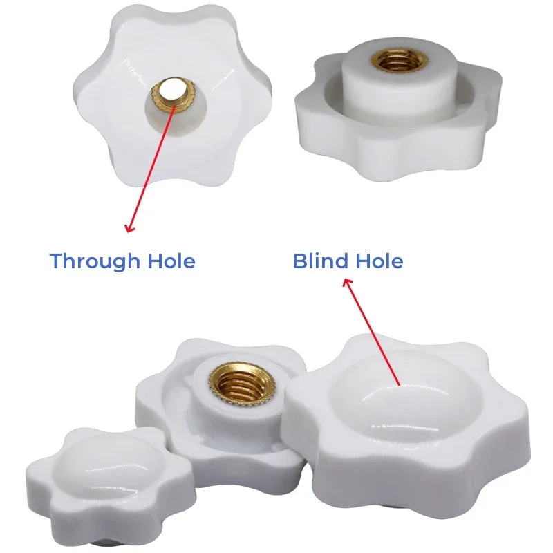 Black White Plastics Plum Hand Tighten Nut M4 M5 M6 M8 M10 M12 Handle Thread Star Mechanical Thumb Nut Clamping Knob Manual Nuts