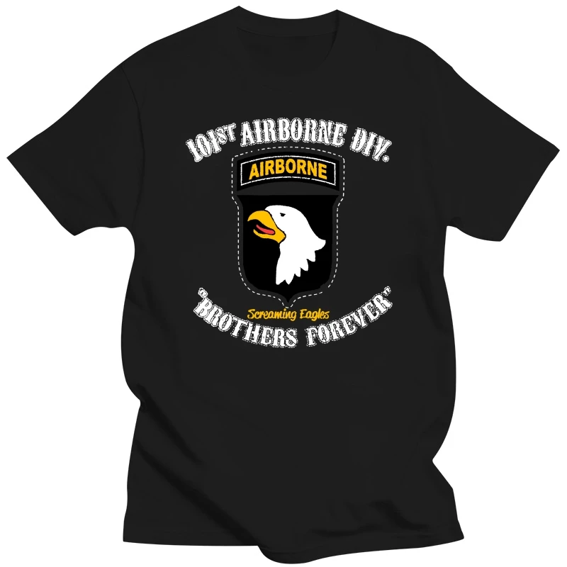 Black Ink Men 101st Airborne Division Retro T Shirt (MT638)