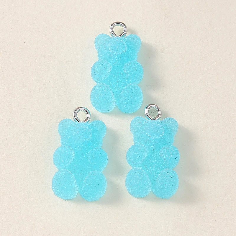 Leslie 20 Stück 7-farbige bunte Bären-Anhänger aus Harz, Glitzer-Bonbonfarben, Gummibärchen-Anhänger für Halsketten, Armbänder, Schlüsselanhänger, DIY-Zubehör – Detail 7