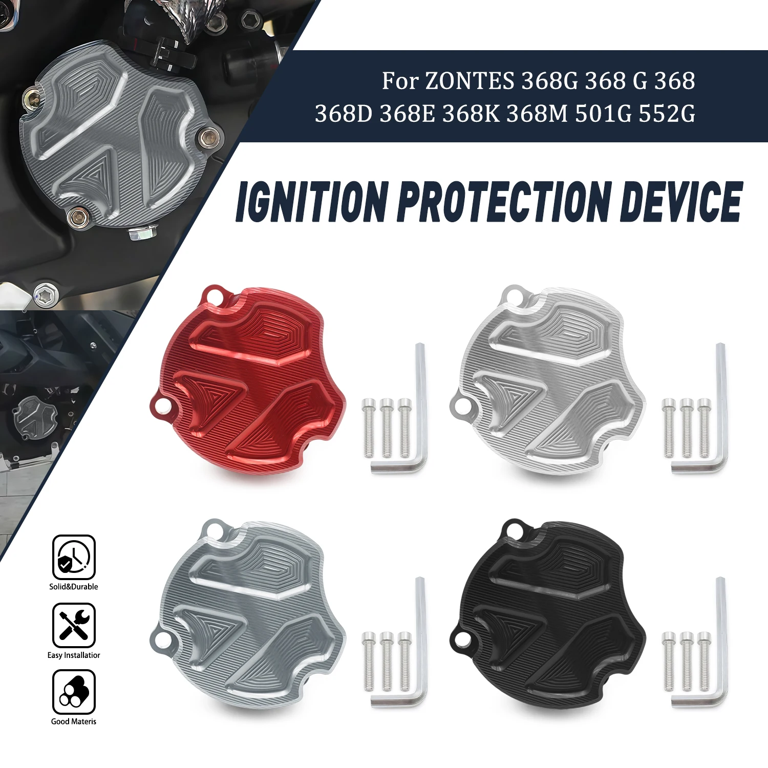 

Accessories Moto For ZONTES 368G 368 G 368D 368E 368K 368M 501G 552G Clutch Guard Water Pump Cover ZT-368G Ignition Protector