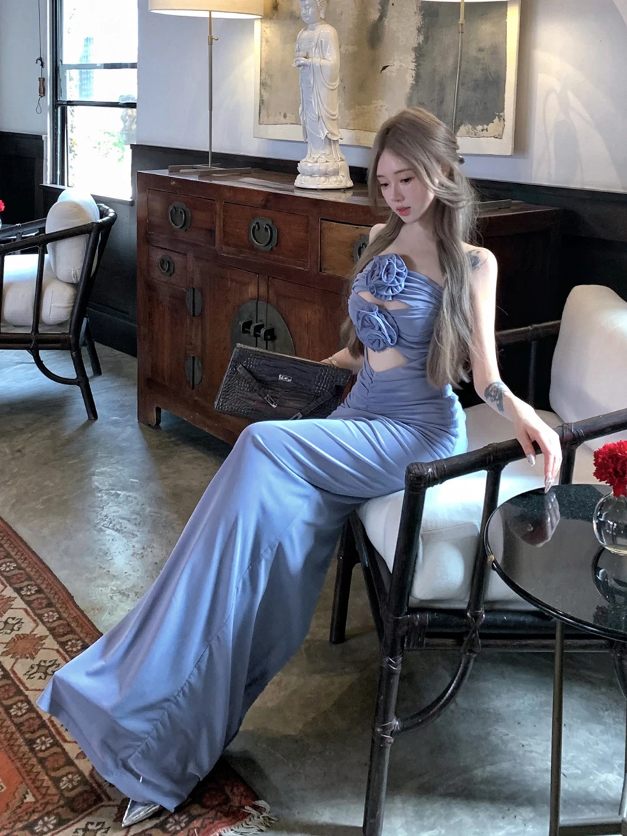 Reddachic feminino espartilho corte vestido de verão sólido 3d floral apliques sem alças espartilho ruched bodycon tubo vestido casual beachwear