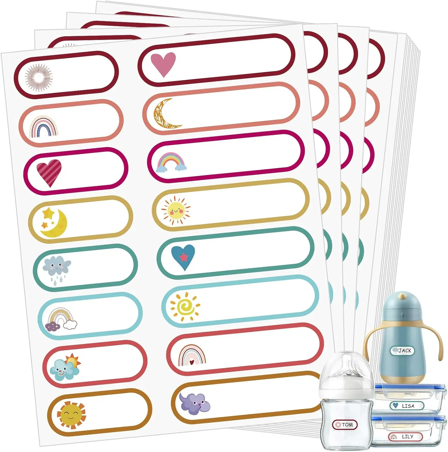 

480 Waterproof Self-Laminating Name Labels for Daycare Bottles & School Gear