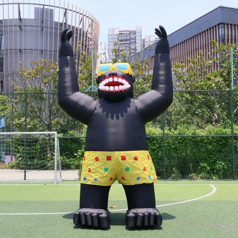 Popular14-26ft Giant Inflatable Gorilla Fireworks Rocket Fire Arrow Replica Huge Cartoon Characters With Banner For Advertising