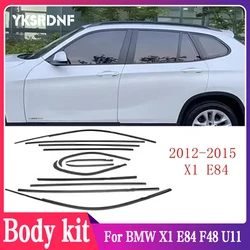 Stainless Steel Car Door Full Window Frame Window Sill Molding Trim Cover For BMW X1 E84 F48 U11 2012-2024 (black)