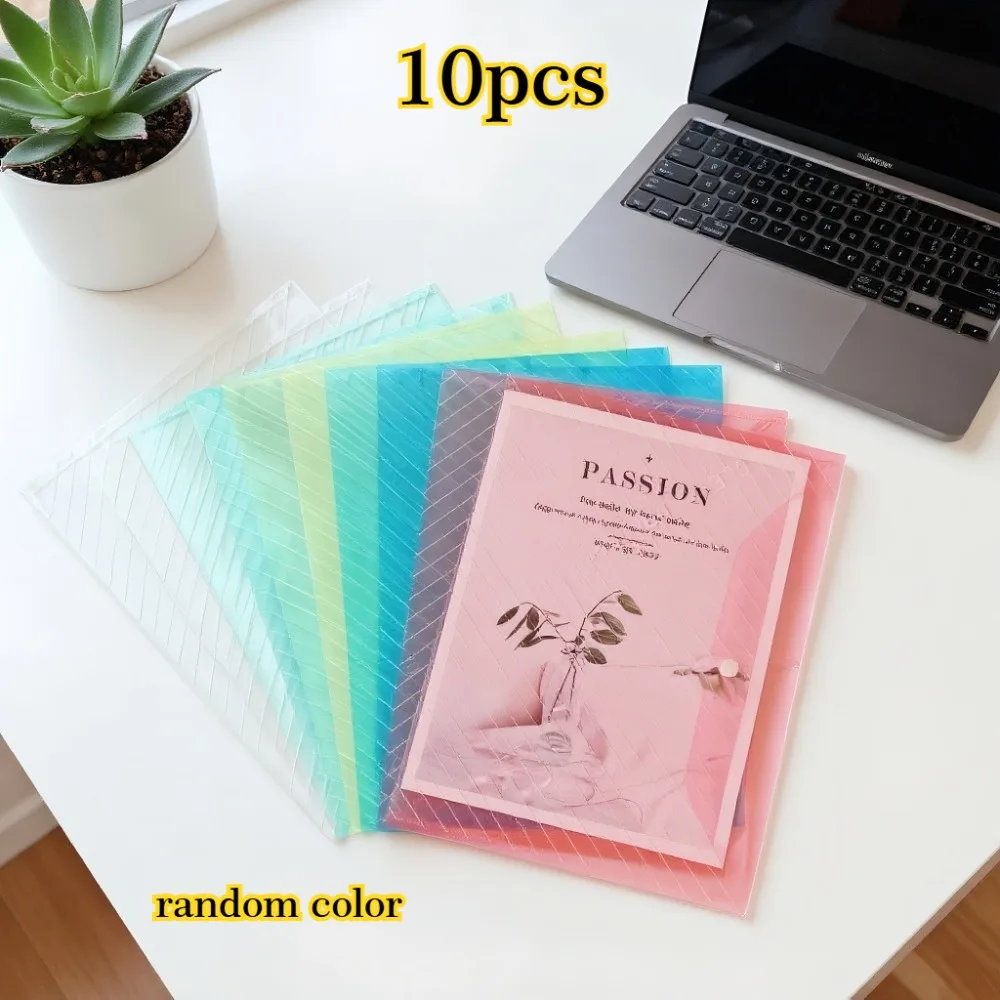 10 Pack A4 Snap Closure Organizer Pouches Random Bright Colors Large Lightweight Storage Pouch for School Office Travel Supplies