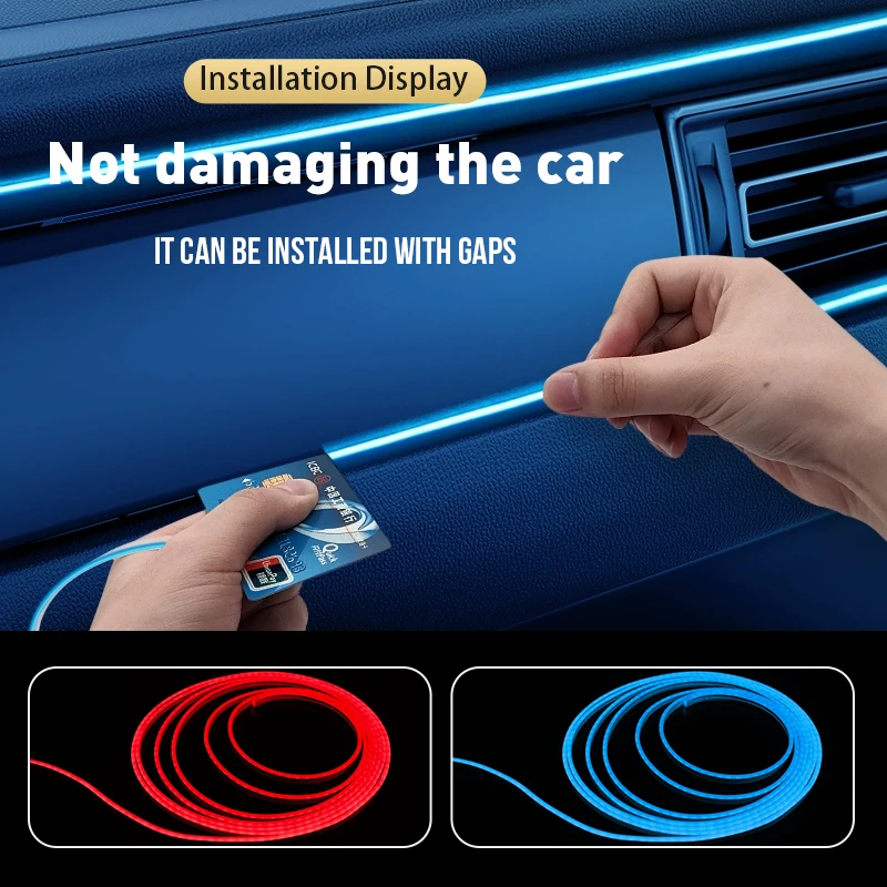 5M High-Brightness LED Car Interior Decoration Light - Flexible EL Wiring Neon Strip DIY Installation Multi-Color Ambient Lamp image 2