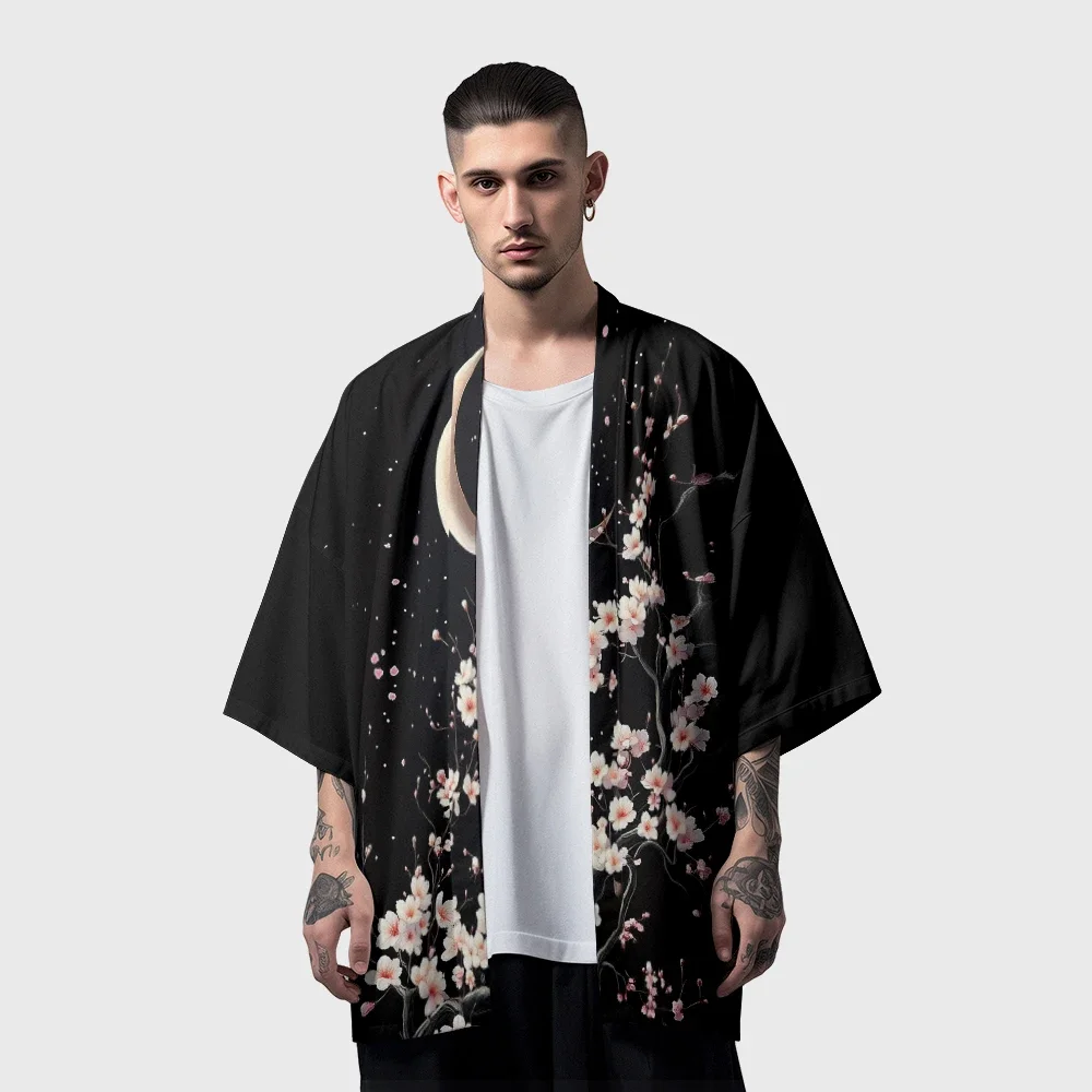 Summer Samurai Kimono Men Stylish Flora Haori Streetwear Kimono Cosplay Japanese Clothes Vintage Fashion Yukata Cardigan Robe